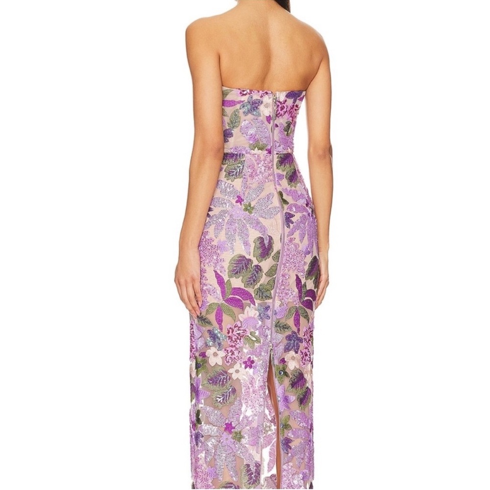 Bronx and Banco Lavender Floral Sequin Strapless Column Gown - Picture 9 of 9